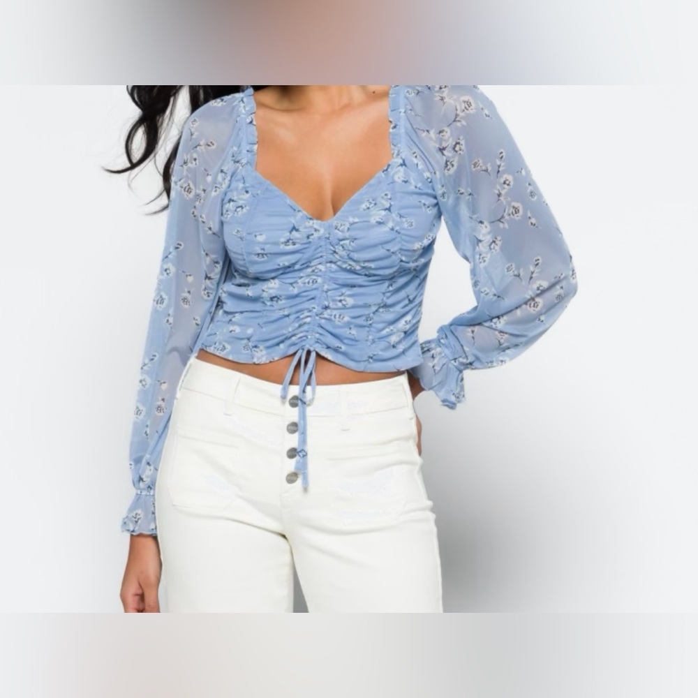 Dakota drawstring cropped knit top